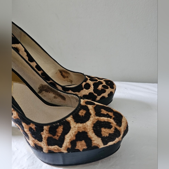 MK MICHAEL KORS Sabrina Leather. Leopard Print Chunk Heel Shoes - Picture 3 of 10